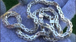 HUGE Sterling Silver Byzantine Chain 925 Italy