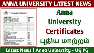 Anna University Certificates Fee New Changes! - Anna University Latest Update