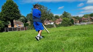 Playing cricket with mama