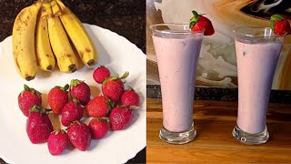 Strawberry banana milkshake ll how to make strawberry banana milk shake ll Afiya ka kitchen