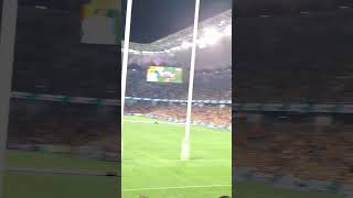 The Argentinian fans chanting and dancing at the CommBank Stadium.