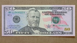 50 US Dollars Banknote (Fifty Dollars USA: 2013) Obverse & Reverse