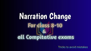 Narration Change For Class 8,9,10 and All other Compitative exams.