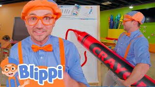 GIANT Crayon Art Fun Competition🖍️| Learning Colors with Blippi & Meekah | Blippi Educational Videos