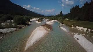 Der Oberlauf der Isar im Juli 2018 - Luftaufnahmen