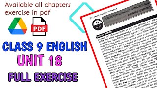 Class 9 English Unit 18 exercise