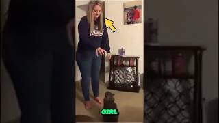 Girl uses force to trap this cat🤣 #shorts