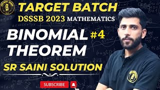 BINOMIAL THEOREM LECT-01 | BINOMIAL THEOREM DSSSB | BINOMIAL THEOREM SR SAINI | #binomial_theorem