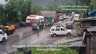 Passenger Vehicles stuck at Jammu and Kashmir National Highway. Waiting for road clearance