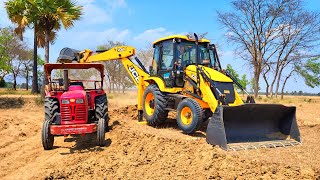 Sonalika and Mahindra Tractor Stunt | Jcb Loading  Soil in Tractor | Jcb Cartoon | Jcb Backhoe