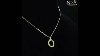 Nisa 925 Gold shining C shape pendant with link chain & C shape necklaces