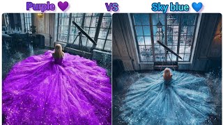 Purple vs Sky blue 💜💙 Fashion💅/Style 🤩 #purple #skyblue @Miral_creation