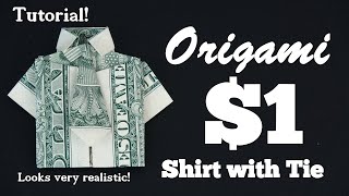 Origami Easy $1 Shirt with Tie Tutorial (Folding Instructions) - DutchPaperFolder