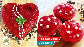 Red Gel Cake and Cup Cake Recipe | How To Make Perfect Gel Cake | Gel Cake Recipe