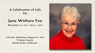 Jane Withers Fox Memorial Service