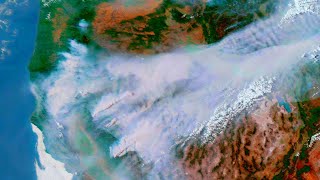 GOES EAST 4K satellite animation of California Wildfires  June 27 to Oct 8, 2021 Daytime  20fps