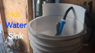 Hot water sink install in truck bed camper with portable water heater