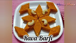 Rava Barfi | Sweet Dish | Cashew Rava Barfi | Barfi | Full Recipe In Detail