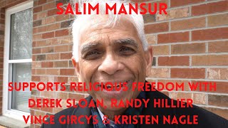 Salim Mansur supports religious freedom with Derek Sloan, Randy Hillier, Vince Gircys, Kristen Nagle