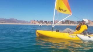 Trial cruise with sail on Hobie Mirage Outback