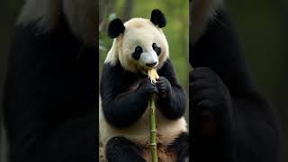 Panda Eats Bamboo in the Most Adorable Way!