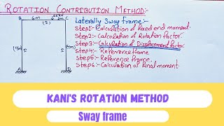 Rotation contribution in Structural Analysis || Kani's method solved problems