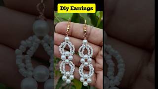 Seed Bead Pearl Earrings #shorts#handmade #diyearrings #pearlearrings #jewellerymaking