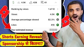 20,000₹ लिया Shorts Sponsorship से | shorts video se kitna paisa milta hai | youtube shorts earning