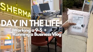 Working 9-5 + Running a business Vlog: Business resource meeting, packing orders, car chats + more