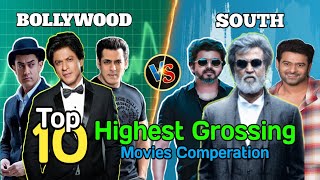 Bollywood Vs South Top 10 Highest Grossing Movies Comparison 😱l Bollywood Top 10 Movies