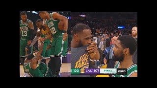 LeBron James Checks On Kyrie Irving After Knocking Him Down Then Gives Respect! Celtics vs Lakers