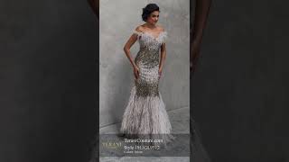 Ostrich Feather Fringed Bejeweled Mermaid Pageant Gown | Terani Couture | 1911GL9512