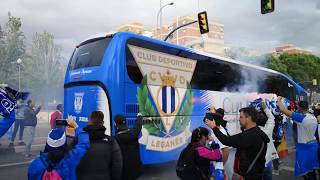 Despedida del C.D Leganés camino a Getafe para el partido de liga Getafe  Leganés  19/10/19