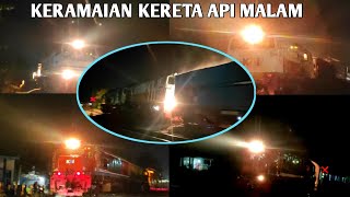 BERBURU KERETA API MALAM HARI DI PJL 75B PASAR PRABUMULIH+LOKOMOTIF VINTAGE