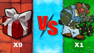 9 Plants Box Red Vs Disco King Gargantuar Funny , Who will win? PvZ Hybrid PK Challenge