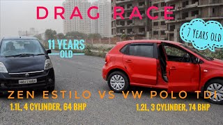 Drag RACE: Diesel Vs. Petrol | Volkswagen Polo Vs. Suzuki Zen Estilo | Turbo vs NA