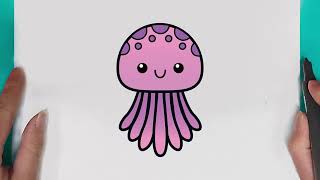 How to draw a jellyfish easy for beginners  easy drawing cute jellyfish  Step by step