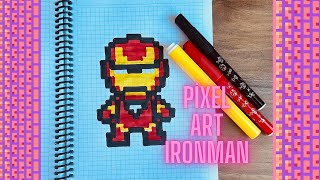 💕 IRONMAN 💪💕Pixel art idea✍️ How to draw pixel art / How to draw pixel IRONMAN 💕♥️