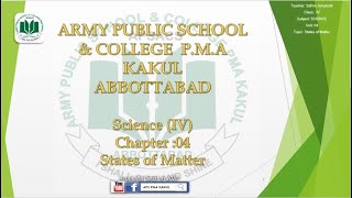 Grade IV  Week 9 &10 Science States of Matter