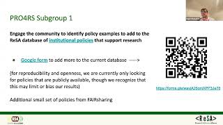 Policies in Research Organisations for Research Software PRO4RS Working Group RDA VP22