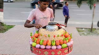 Unique Bangladeshi Street Food/Hardworking Small Boy Sells Chanachur Makha with Extreme Knife Skills