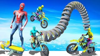 GTA 5: Spiderman Superhero's vs Venom Team Takes Motorcycle Skills to the Next Level