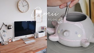 Studio Vlog | Glazing Process, Packing Orders, New Monthly Mail, New Desk! | ASMR Vlog