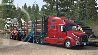 Realistic Log Hauling with the ATS Volvo VNL and Log Trailer - Logitech G29 Gameplay