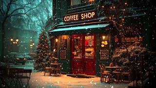 Relaxing Winter Cafe Vibes ❄️ Jazz, Snow Falling & Cafe Ambience for Relax