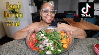 MAKING AND TRYING TIKTOK VIRAL PEACH BURRATA SALAD (HONEST REVIEW )