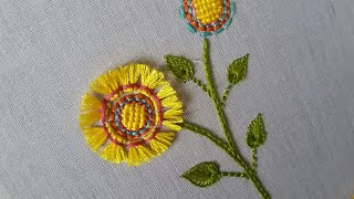 Hand embroidery  pattern of a flower using Tufting,looks beautiful