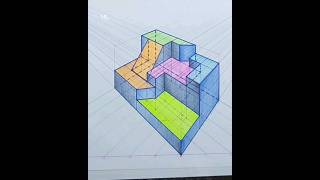 Niveles en Perspectiva de 2 PF  #diseñoyarquitectura #shorts  #dibujotécnico #aprendiendo