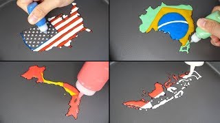 (Compilation) National Flag Map Pancake art - USA, Brazil, Vietnam, Germany, Turkey, Indonesia etc