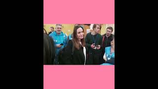 Angelina Jolie meeting children in Lviv who had been affected by the Russia-Ukraine conflict.